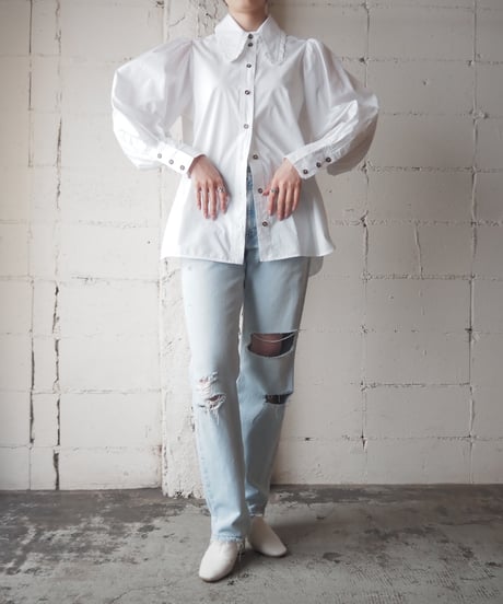 GANNI Volume Sleeve Blouse WH