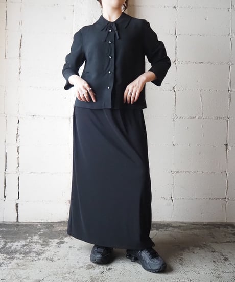 1960-70's Euro Bowtie Blouse BK