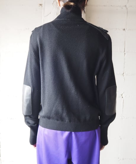 DKNY Zipup Knit×Leather BK