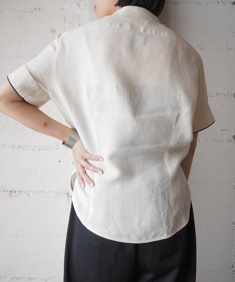 Max Mara Linen Band Collar Shirt IVBK