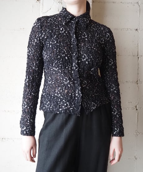 Made in USA Sheer Lace Shirt BKSV
