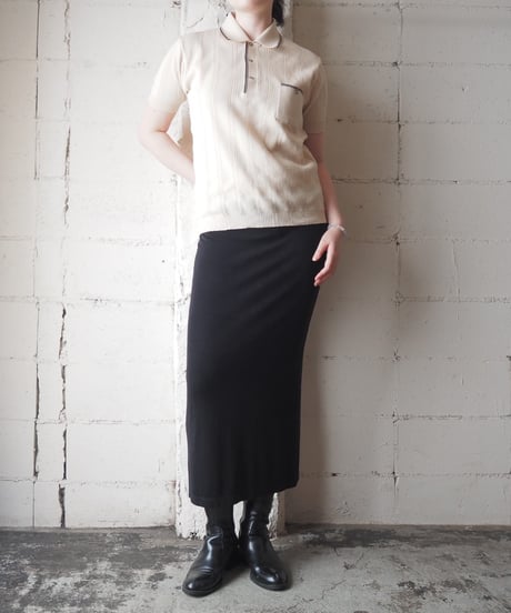 1970's Striped Knit Polo Shirt BE BK