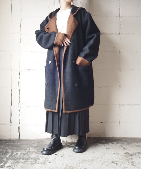 Bicolor Hooded Coat BKBR