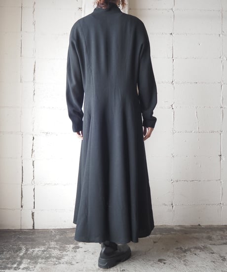 Stand Collar Flared Dress BK