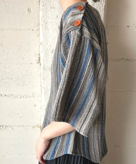 Boat Neck S/S Stripe blouse GR