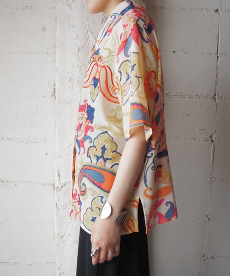 Short Sleeve Pattern Silk Shirt PI YE