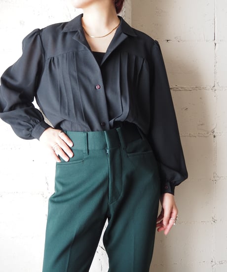 Open Collar Plane Blouse BK