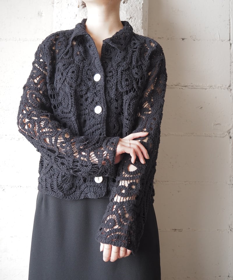 Handmade Crochet Collar Cardigan BK | Orfeo