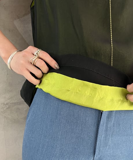 Bicolor See Through No Sleeve Blouse BKGN