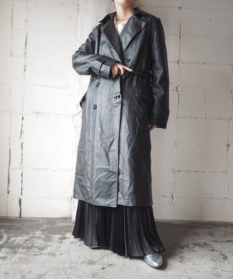 Leather Trench Coat BK