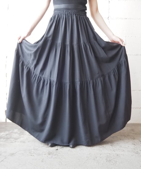 Tiered Long Easy Skirt BK