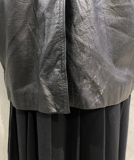 Tailored Collar Ragran Sleeve  Leather Coat BK