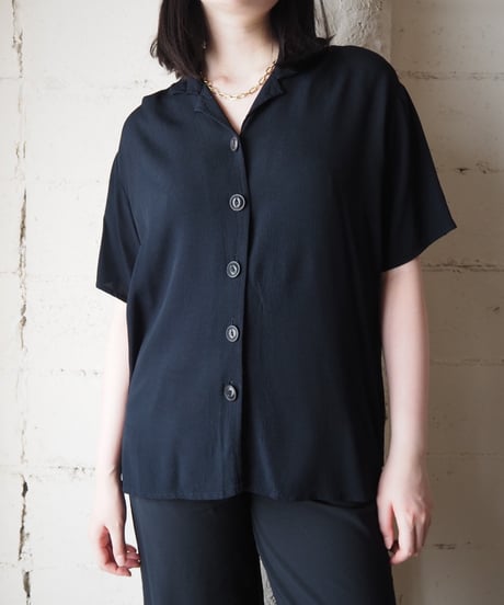 FLAX by Jeanne Engelhart Open Collar Rayon Short Sleeve Shirt DNV