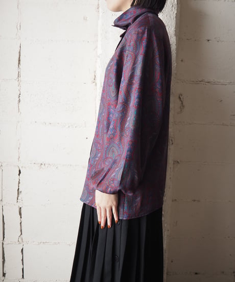 Paisley Pattern Stand Collar Blouse BUR