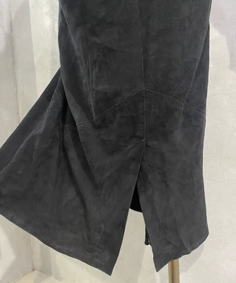 Suede Vneck Dress BK