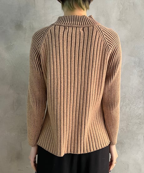 Mock Neck Rib Design Knit BE