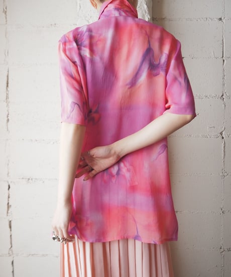 Flower Pattern Sheer Shirt PI