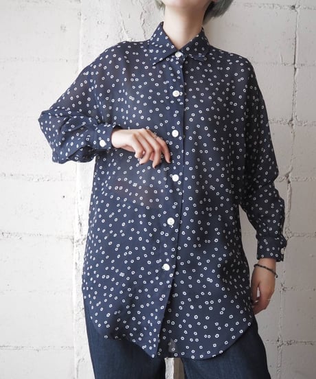 KRIZIA Small Flower Pattern Sheer Blouse NV