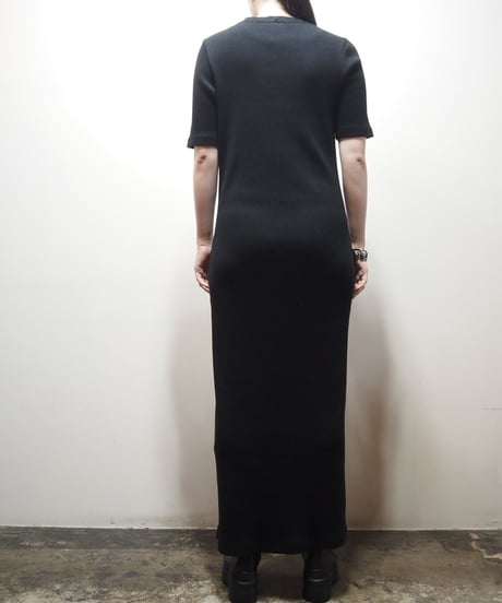 LAUREN Lace Up Rib Cutsewn Dress BK