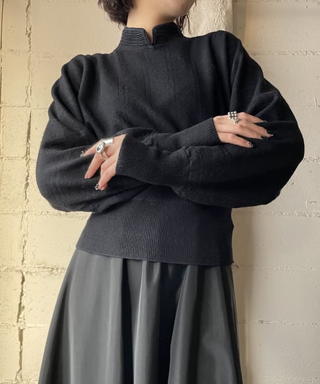 Design HighNeck  Dolman Sleeve Knit BK