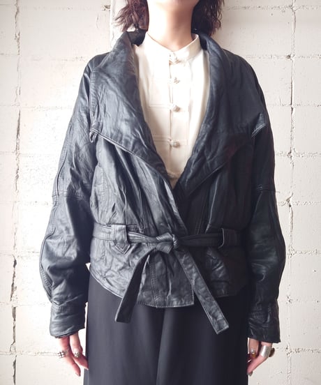 Design Collar Leather Jacket BK