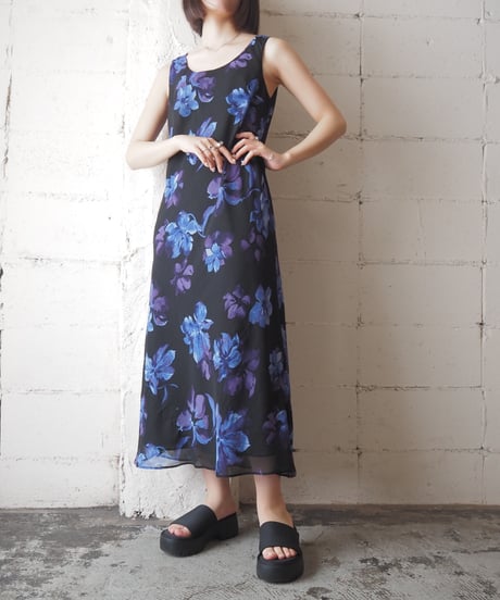 Floral Pattern Sleeveless Dress BKPUR