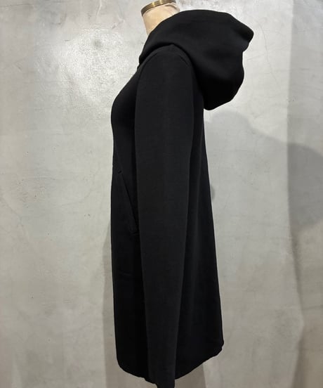 agnes b. PRESTIGE Zipup Wool Hoodie Dress BK