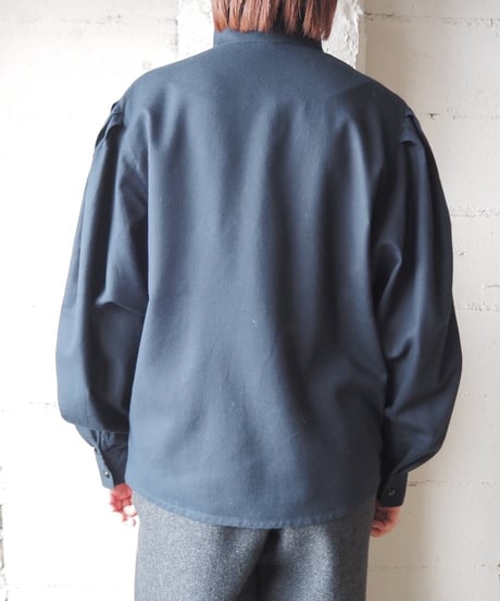 Stand Collar Puff Sleeve Shirt BK