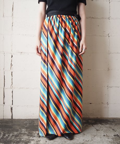 Reversible Stripe Wrap Skirt BKOR