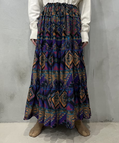 Ethnic Pattern Indian Flare Skirt BLPUR