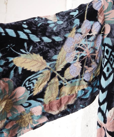 Flower Pattern Velvet Gown BKBL