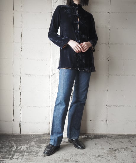 Velvet China Shirt With Flower Print Lining NV