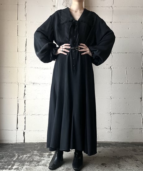 Ribbon Tie Frill Dress BK
