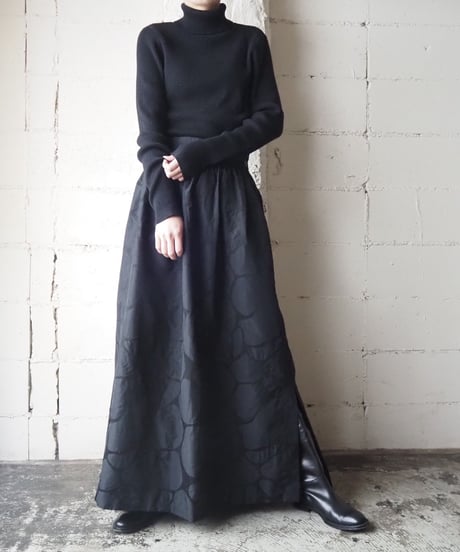 Pattern Volume Flared Skirt BK