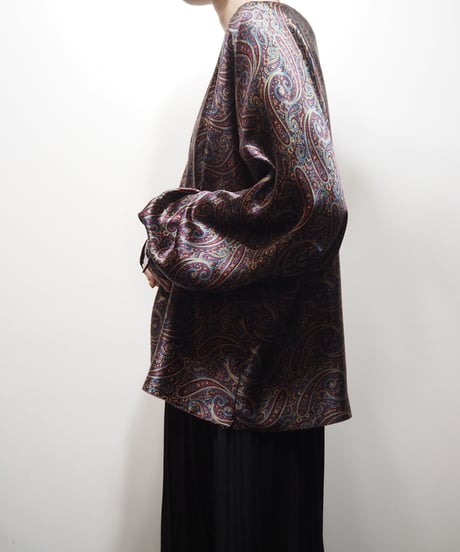 Paisley Pattern Collarless Blouse RE