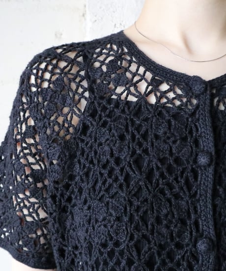 Short Sleeve Crochet Cardigan BK