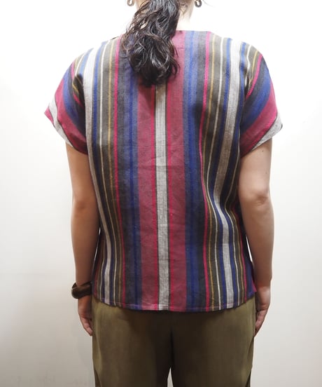 Stripe French Sleeve Blouse BRPI