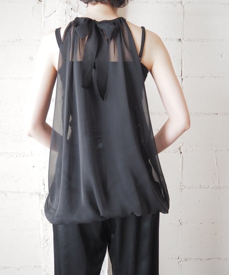 Seeveless Sheer Blouse BK