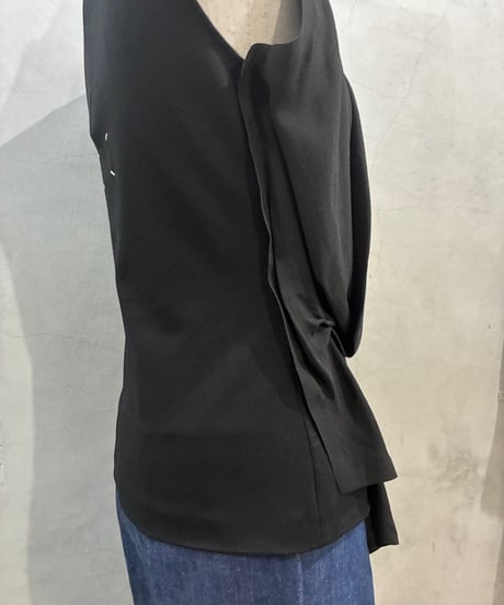 Maison Margiela Drape Design Sleeveless Silk Tops BK