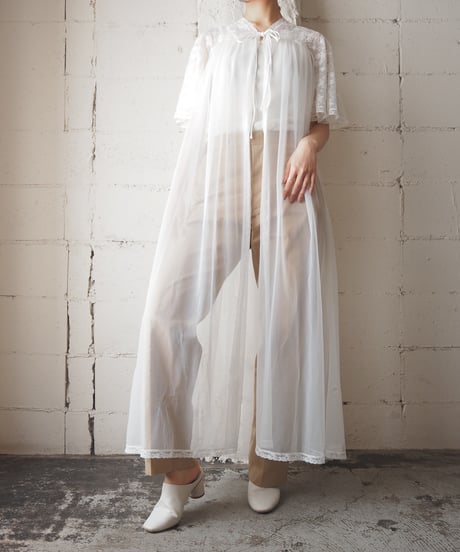 Flared Lace Sleeve Sheer Robe WH
