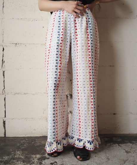 Cutwork Frill Wide Pants WHRE