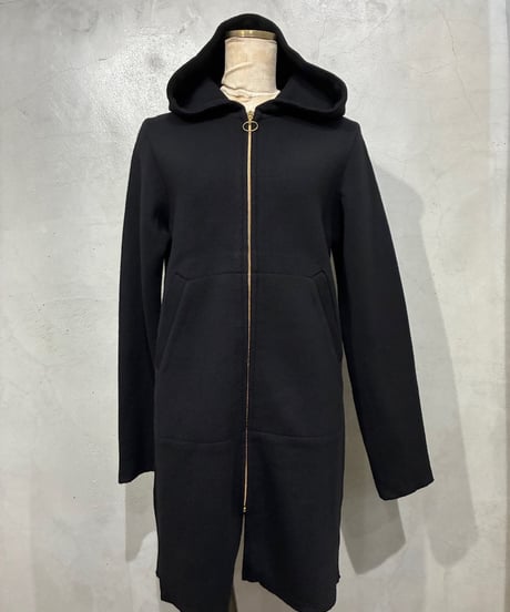 agnes b. PRESTIGE Zipup Wool Hoodie Dress BK