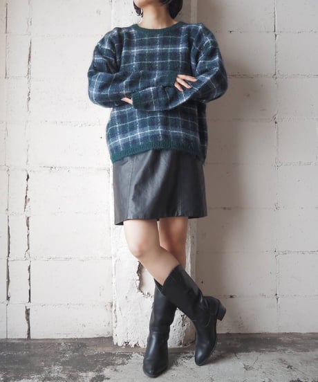 Check Mohair Crew Neck Sweater GNNV