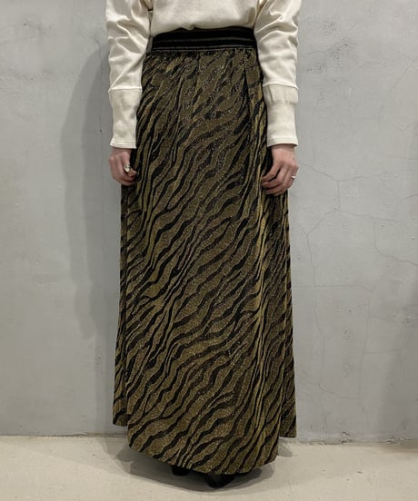 Zebra Pattern Lame Flared Skirt GOBK