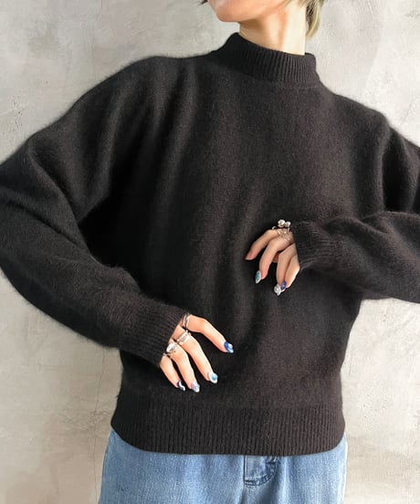 Angola Mix Mock Neck Knit BK
