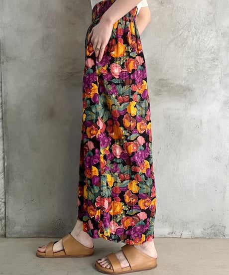 Fruit Pattern Easy Gaucho Pants BKOR