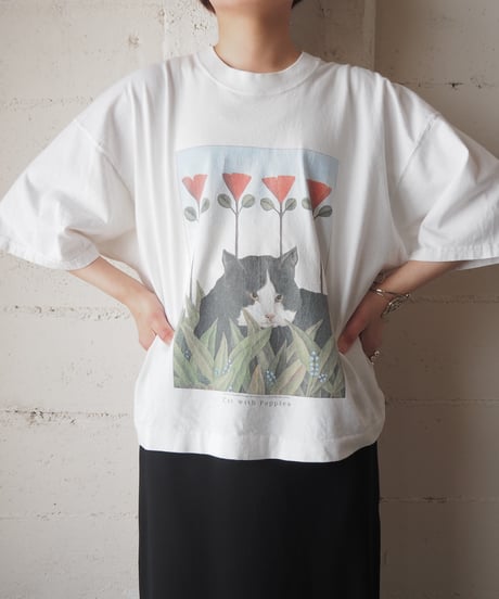 Cat Print Tee WH