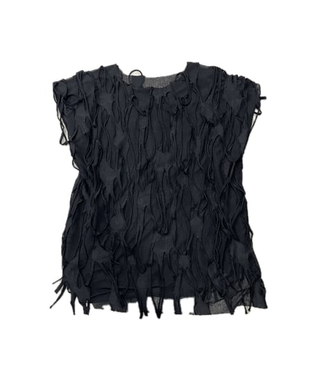 French Sleeve Sheer Design Cut Sewn  BK