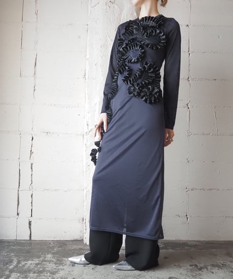 Remake Frilled Mesh Dress NVBK