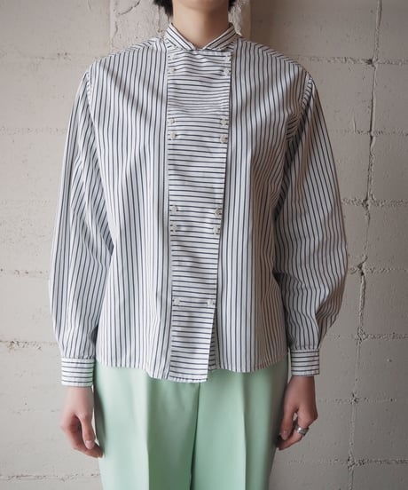 1970's France Double Breasted Stripe Shirt WHBK